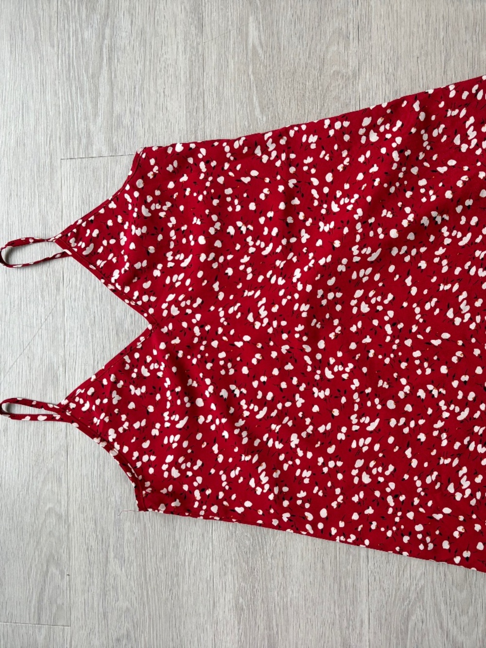 Red and white oversized top